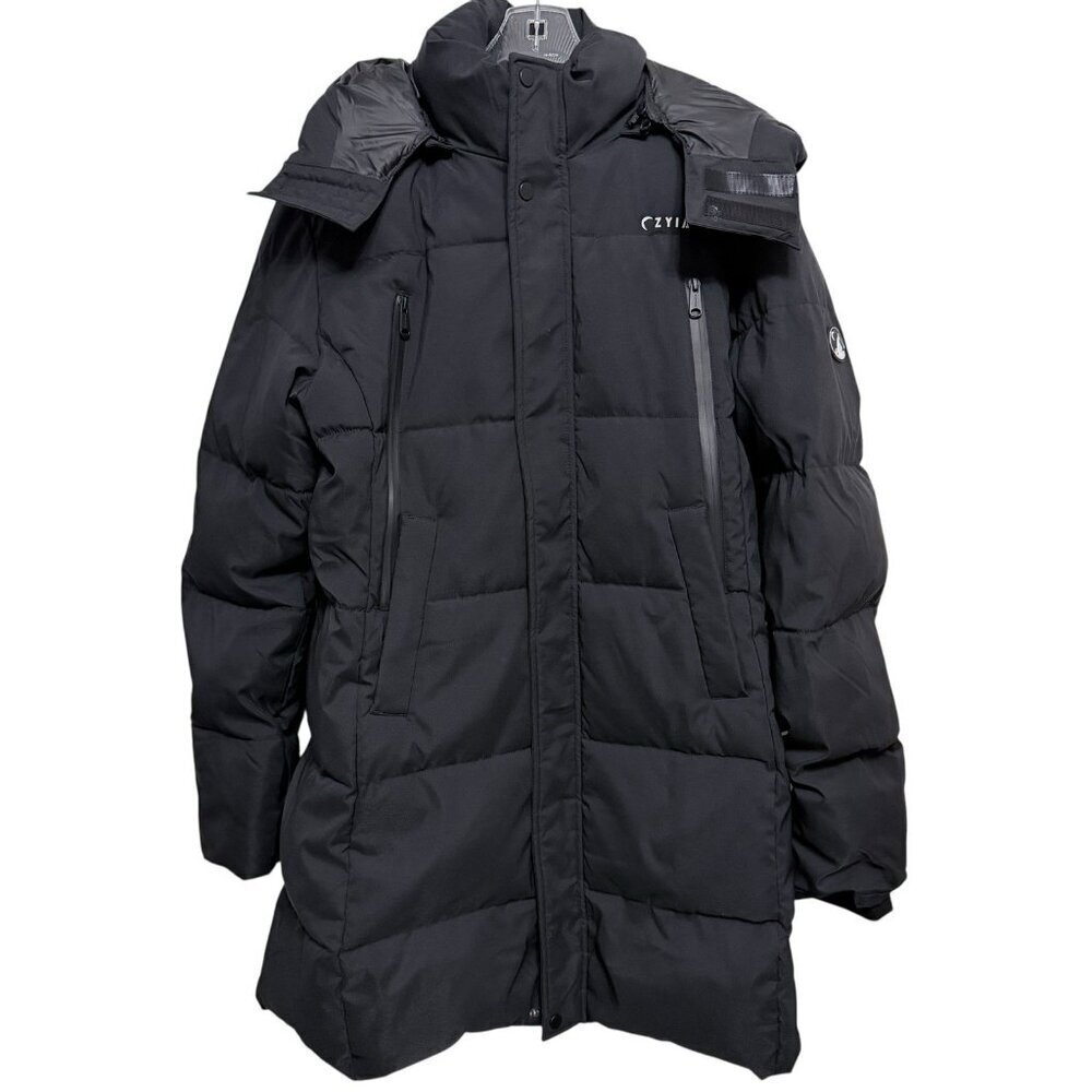 Zyia Active Black Puffer Coat Hooded Full Zip Women's XL (Fits L) Winter Snow